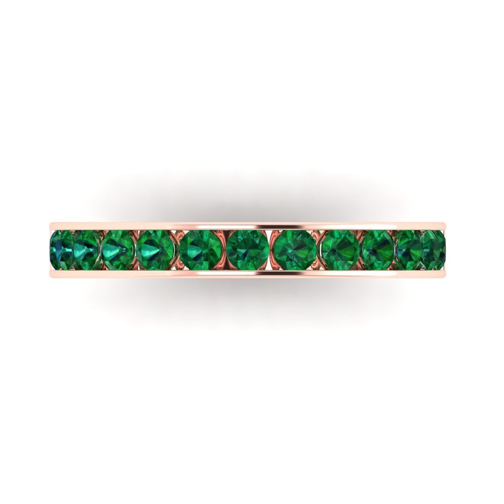 0.39 cttw Simulated Emerald Round Cut Rose Gold Eternity Wedding Band