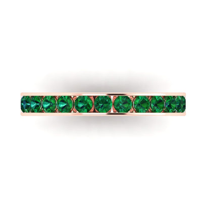0.39 cttw Simulated Emerald Round Cut Rose Gold Eternity Wedding Band