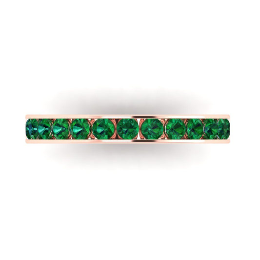 0.39 cttw Simulated Emerald Round Cut Rose Gold Eternity Wedding Band