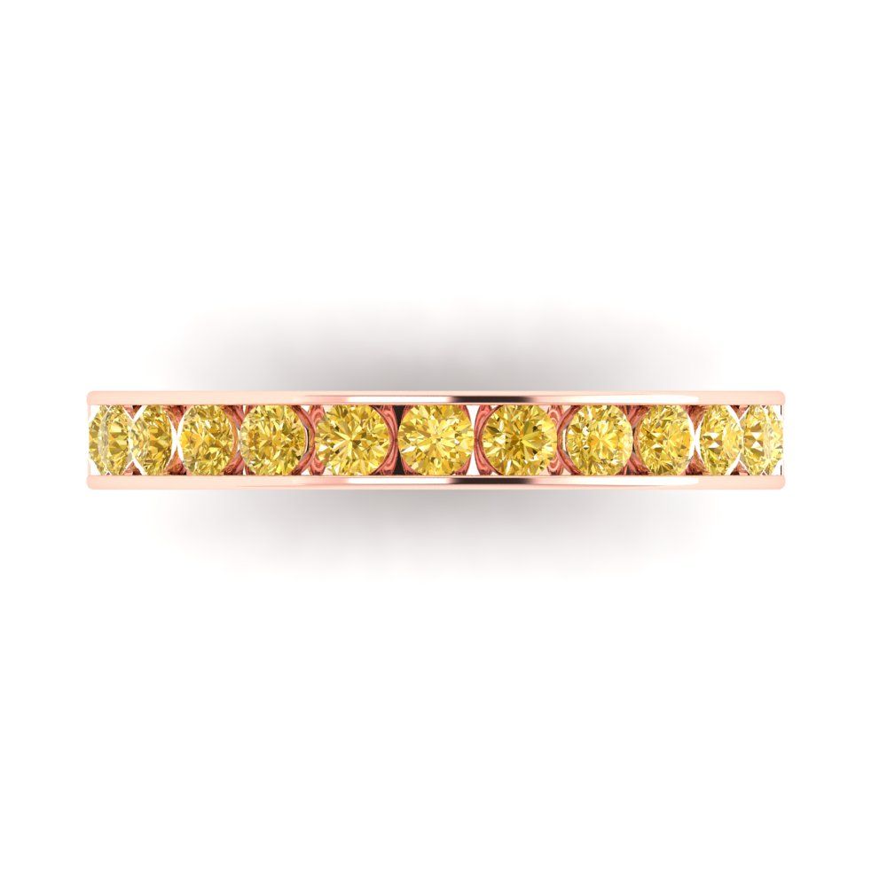 0.39 cttw Simulated Yellow Diamond Round Cut Rose Gold Eternity Wedding Band