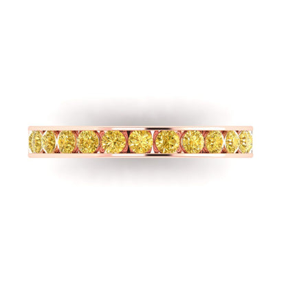 0.39 cttw Simulated Yellow Diamond Round Cut Rose Gold Eternity Wedding Band