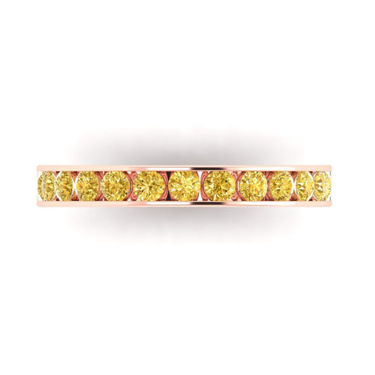 0.39 cttw Simulated Yellow Diamond Round Cut Rose Gold Eternity Wedding Band