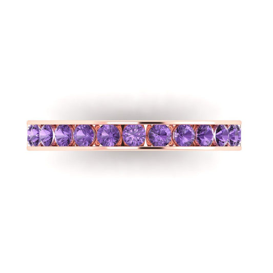 0.39 cttw Simulated Alexandrite Round Cut Rose Gold Eternity Wedding Band