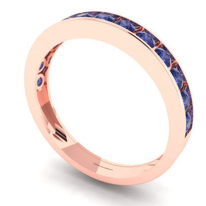 0.39 cttw Simulated Tanzanite Round Cut Rose Gold Eternity Wedding Band