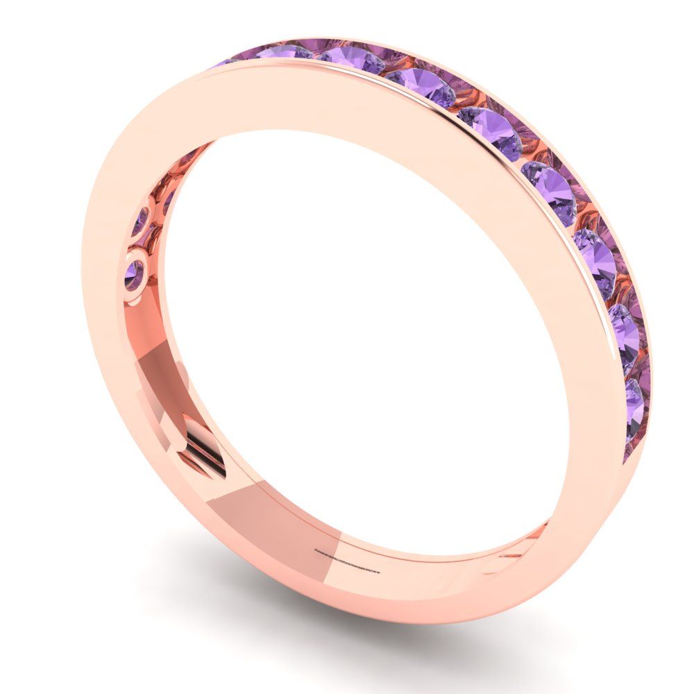 0.39 cttw Simulated Alexandrite Round Cut Rose Gold Eternity Wedding Band