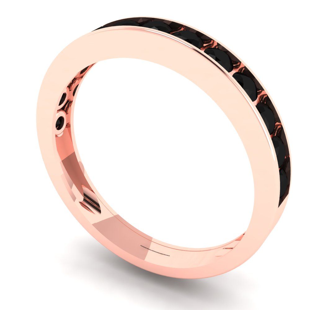 0.39 cttw Natural Onyx Round Cut Rose Gold Eternity Wedding Band