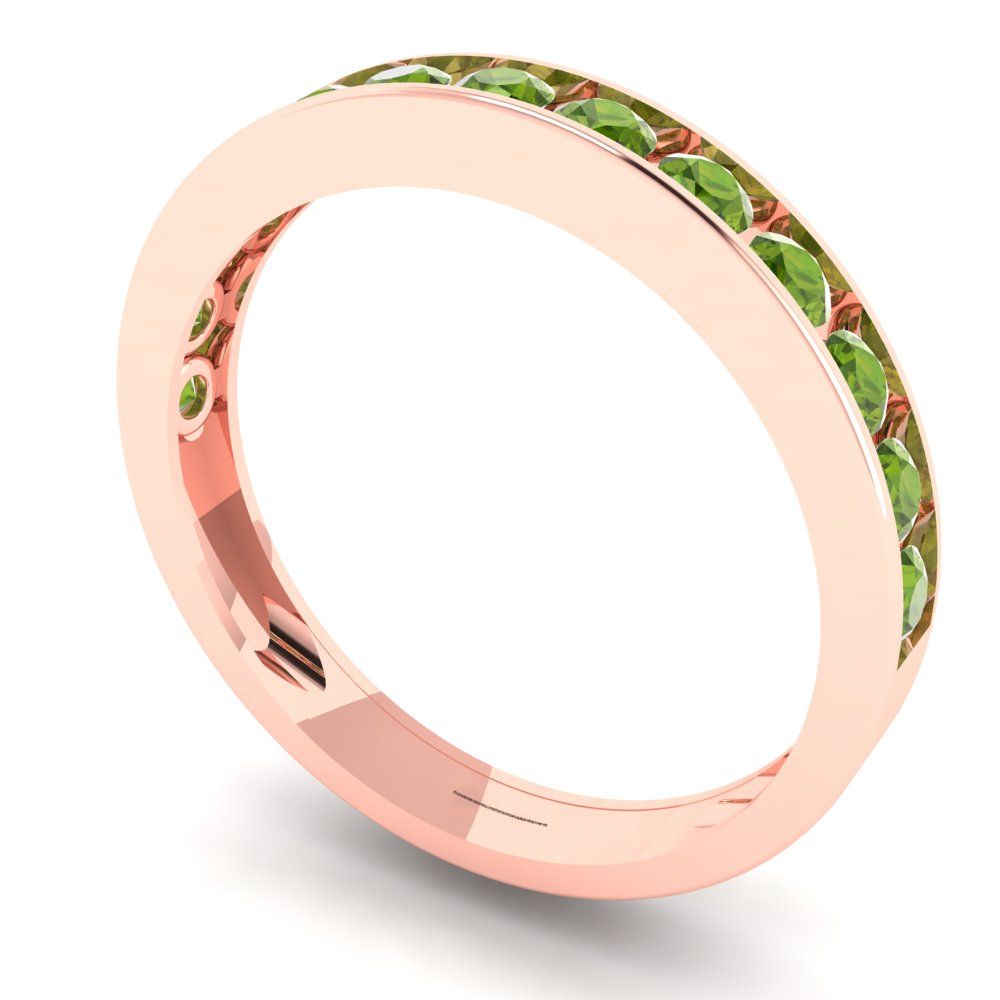 0.39 cttw Natural Peridot Round Cut Rose Gold Eternity Wedding Band
