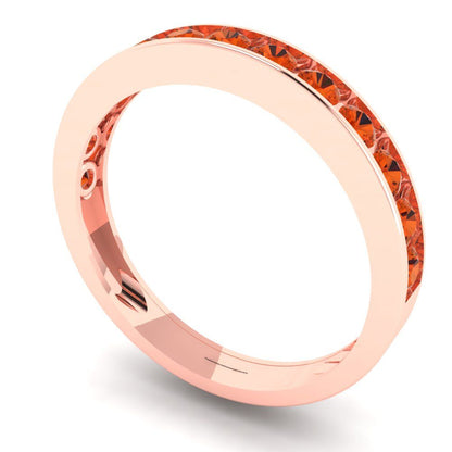 0.39 cttw Simulated Red Diamond Round Cut Rose Gold Eternity Wedding Band