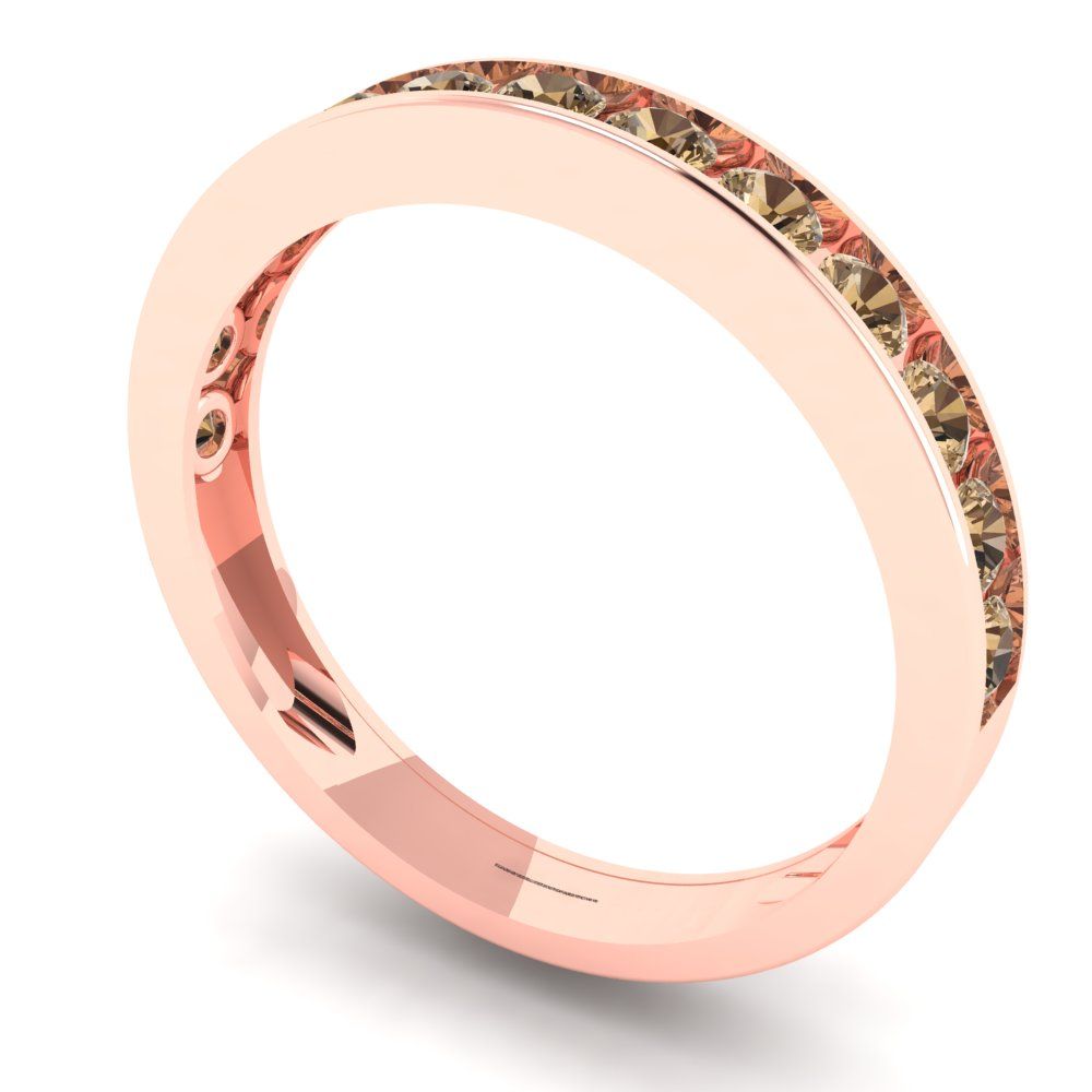 0.39 cttw Simulated Champagne Diamond Round Cut Rose Gold Eternity Wedding Band