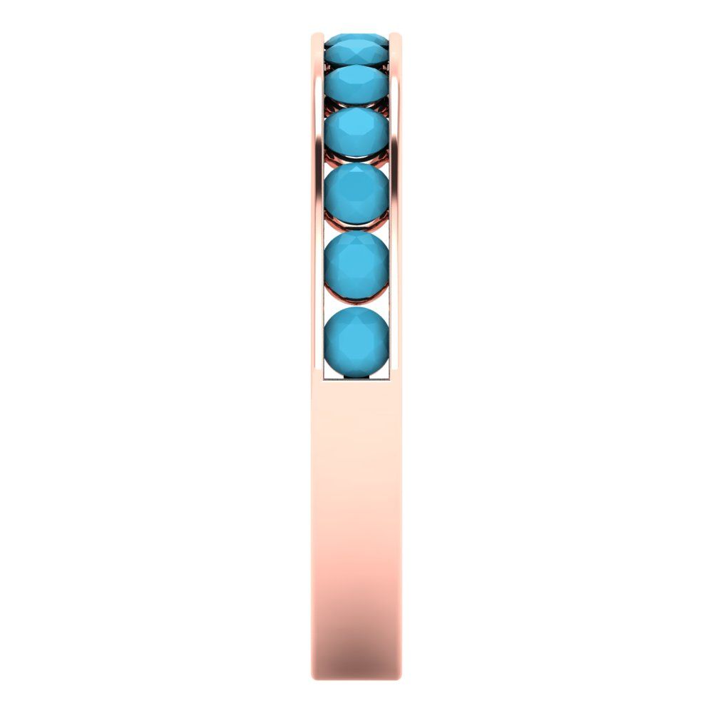 0.39 cttw Simulated Turquoise Round Cut Rose Gold Eternity Wedding Band