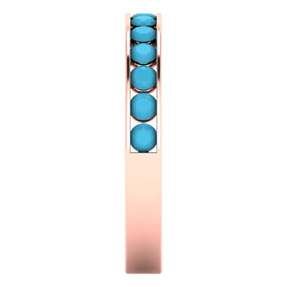 0.39 cttw Simulated Turquoise Round Cut Rose Gold Eternity Wedding Band