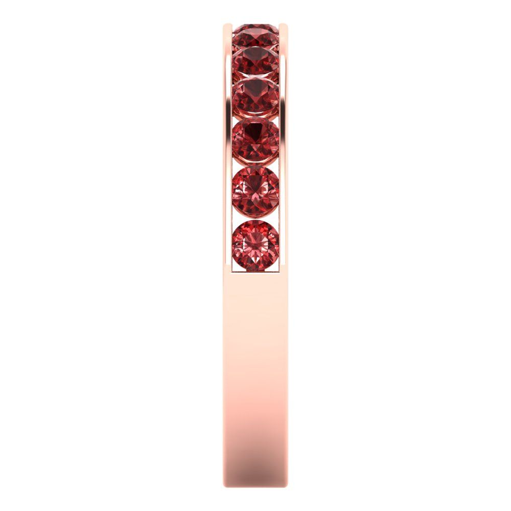 0.39 cttw Natural Garnet Round Cut Rose Gold Eternity Wedding Band