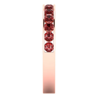 0.39 cttw Natural Garnet Round Cut Rose Gold Eternity Wedding Band