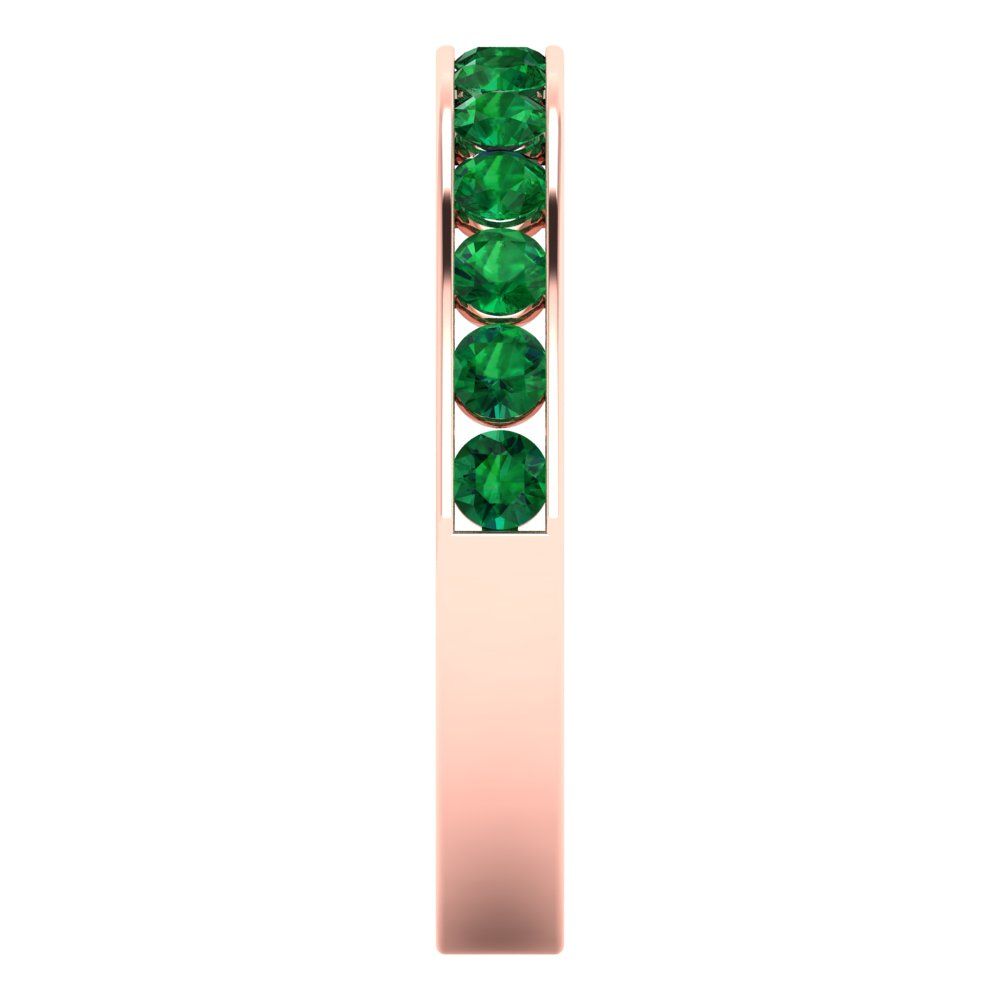 0.39 cttw Simulated Emerald Round Cut Rose Gold Eternity Wedding Band