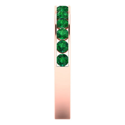 0.39 cttw Simulated Emerald Round Cut Rose Gold Eternity Wedding Band