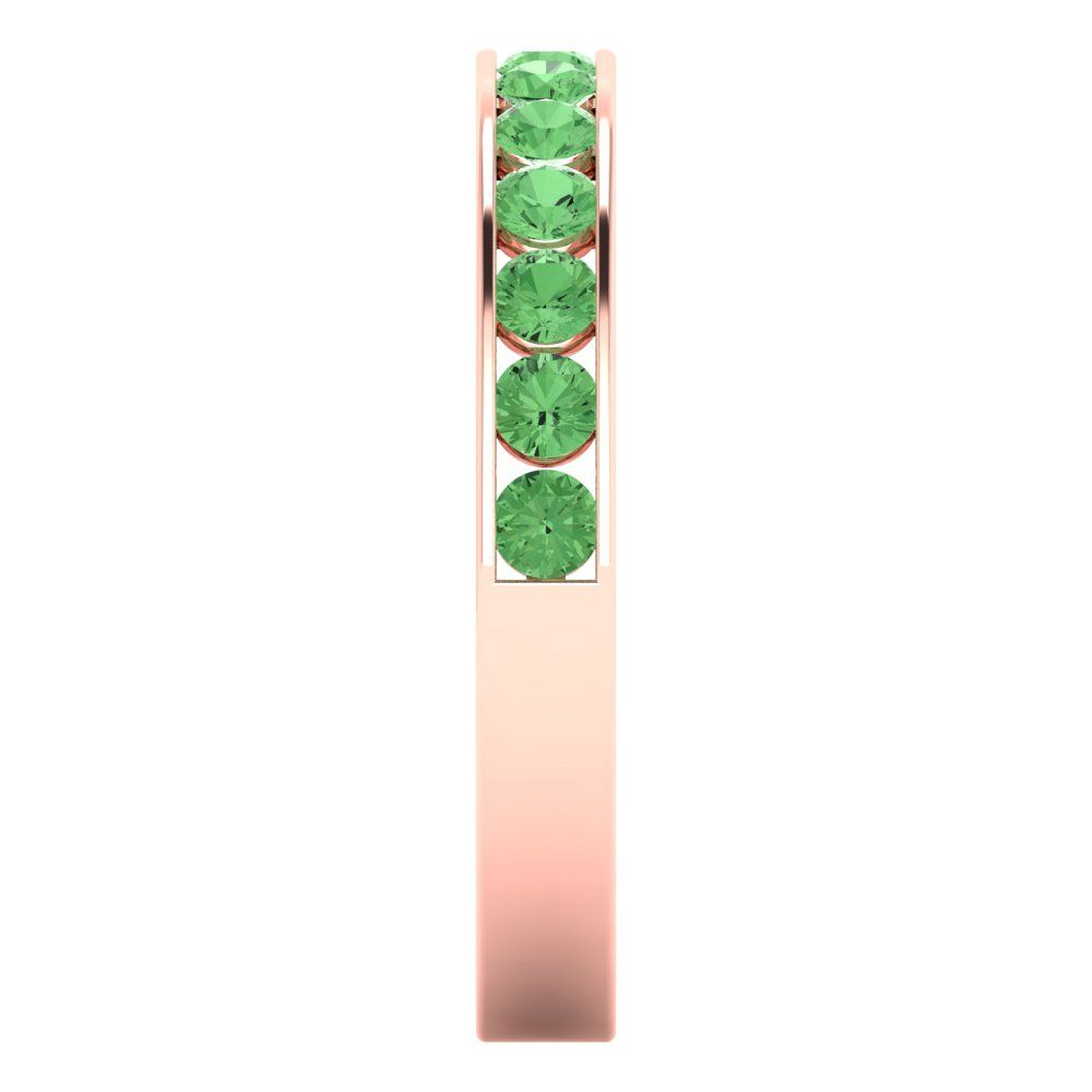 0.39 cttw Simulated Green Diamond Round Cut Rose Gold Eternity Wedding Band