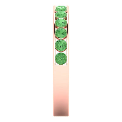 0.39 cttw Simulated Green Diamond Round Cut Rose Gold Eternity Wedding Band