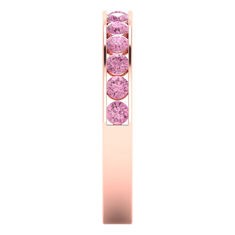 0.39 cttw Simulated Pink Diamond Round Cut Rose Gold Eternity Wedding Band