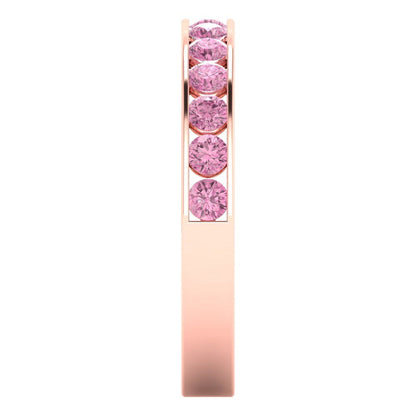 0.39 cttw Simulated Pink Diamond Round Cut Rose Gold Eternity Wedding Band