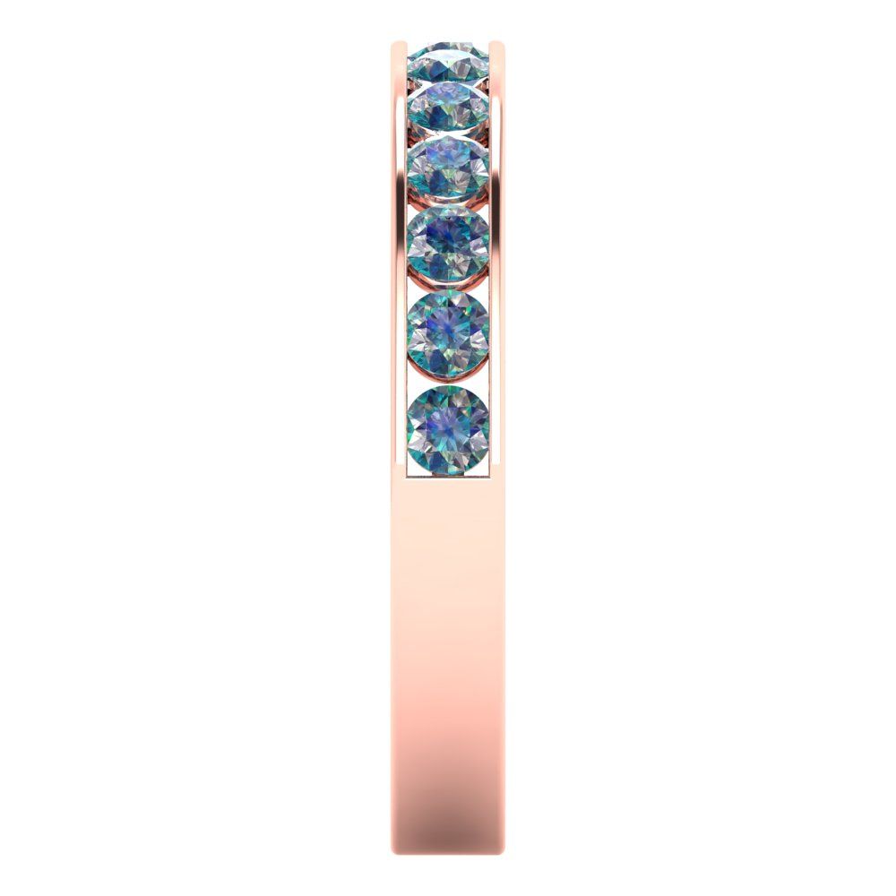 0.39 cttw Blue Moissanite Round Cut Rose Gold Eternity Wedding Band