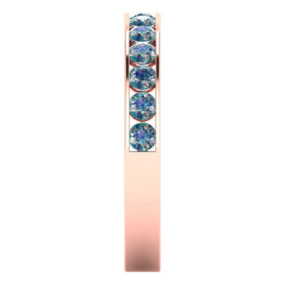 0.39 cttw Blue Moissanite Round Cut Rose Gold Eternity Wedding Band