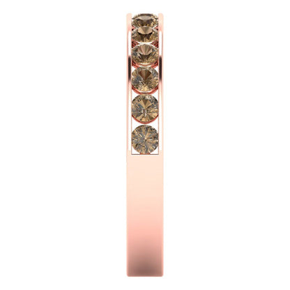 0.39 cttw Simulated Champagne Diamond Round Cut Rose Gold Eternity Wedding Band