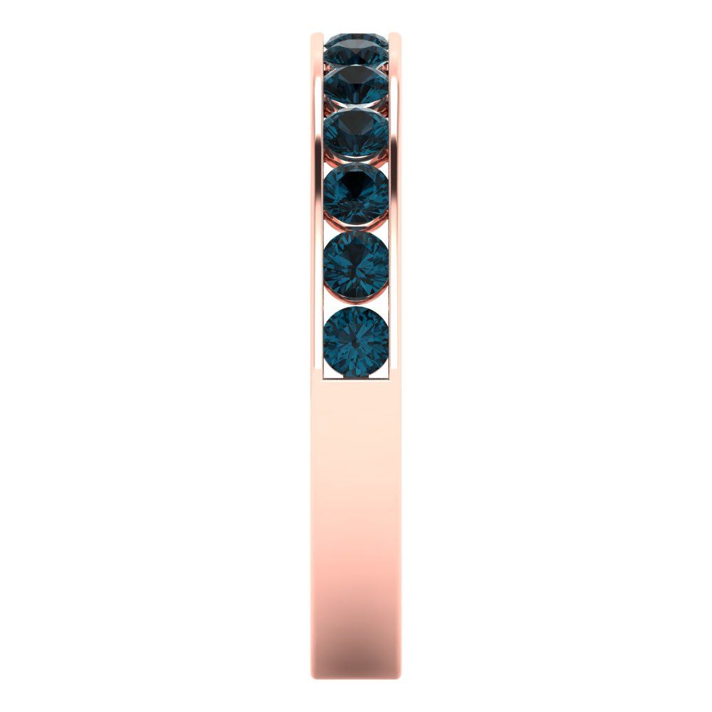 0.39 cttw Natural London Blue Topaz Round Cut Rose Gold Eternity Wedding Band