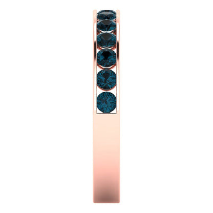 0.39 cttw Natural London Blue Topaz Round Cut Rose Gold Eternity Wedding Band