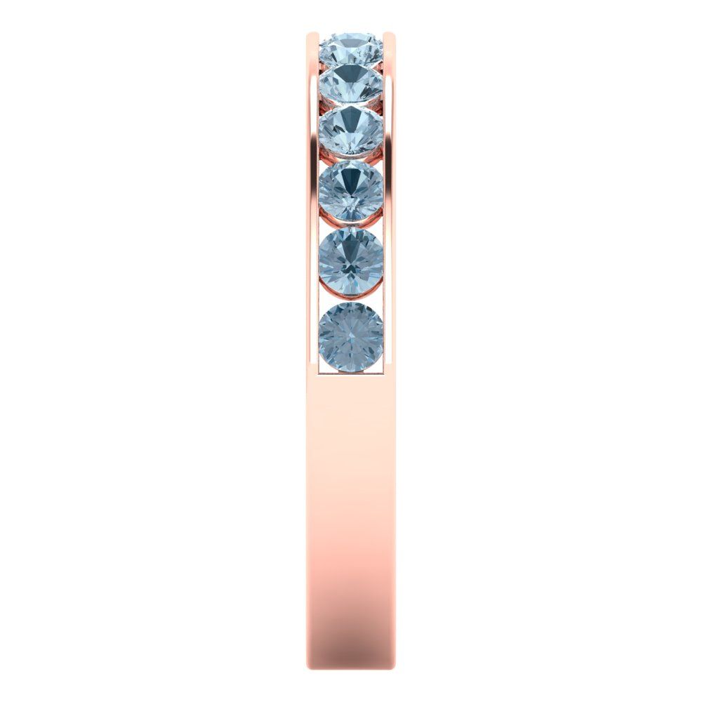 0.39 cttw Natural Swiss Blue Topaz Round Cut Rose Gold Eternity Wedding Band