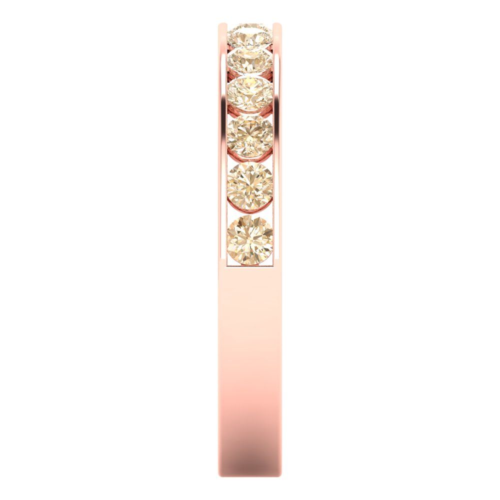 0.39 cttw Natural Morganite Round Cut Rose Gold Eternity Wedding Band