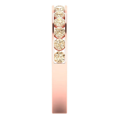 0.39 cttw Natural Morganite Round Cut Rose Gold Eternity Wedding Band