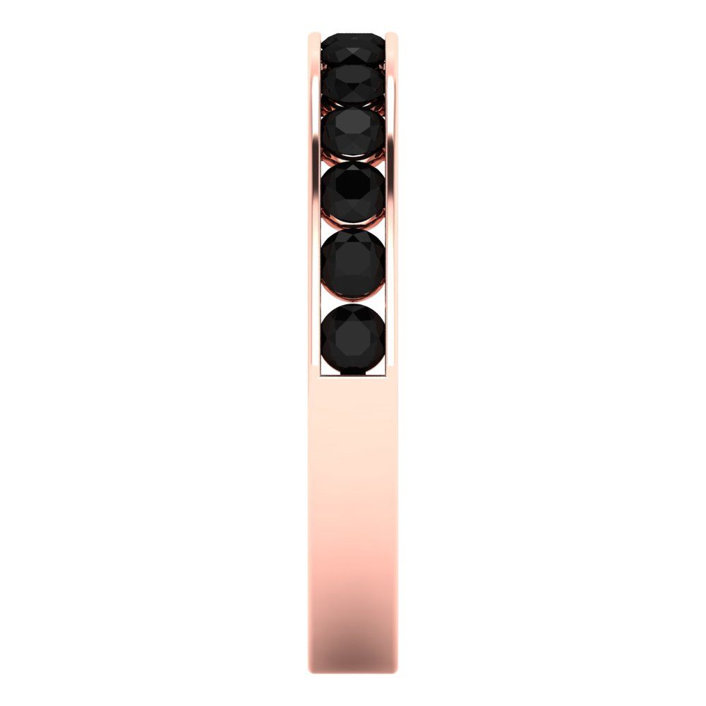 0.39 cttw Natural Onyx Round Cut Rose Gold Eternity Wedding Band