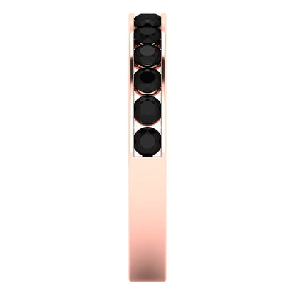 0.39 cttw Natural Onyx Round Cut Rose Gold Eternity Wedding Band