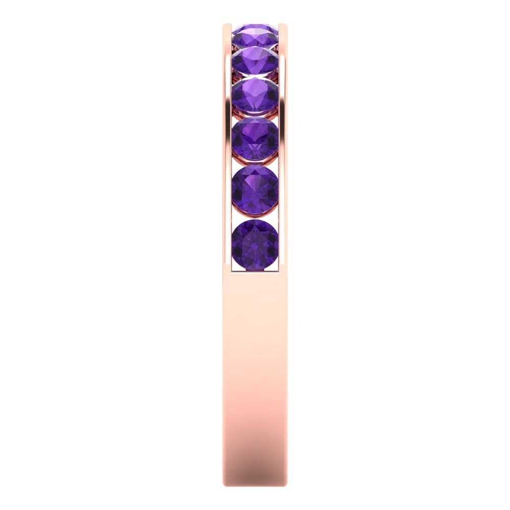 0.39 cttw Natural Amethyst Round Cut Rose Gold Eternity Wedding Band