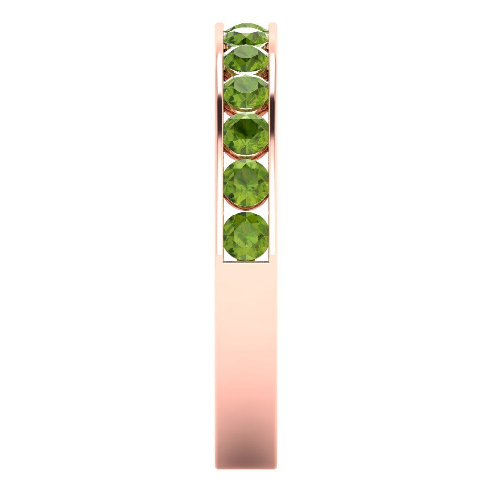 0.39 cttw Natural Peridot Round Cut Rose Gold Eternity Wedding Band