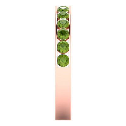 0.39 cttw Natural Peridot Round Cut Rose Gold Eternity Wedding Band