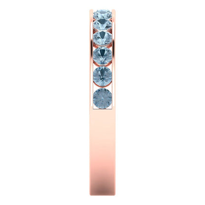 0.39 cttw Natural Aquamarine Round Cut Rose Gold Eternity Wedding Band