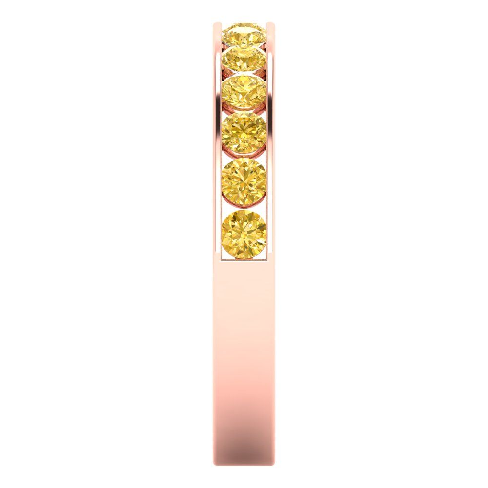 0.39 cttw Simulated Yellow Diamond Round Cut Rose Gold Eternity Wedding Band