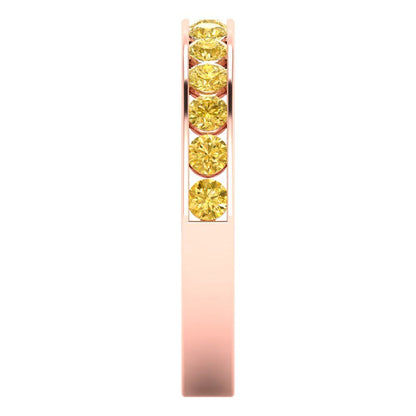 0.39 cttw Simulated Yellow Diamond Round Cut Rose Gold Eternity Wedding Band