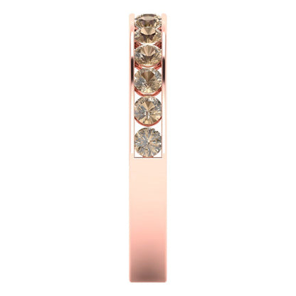 0.39 cttw Yellow Moissanite Round Cut Rose Gold Eternity Wedding Band