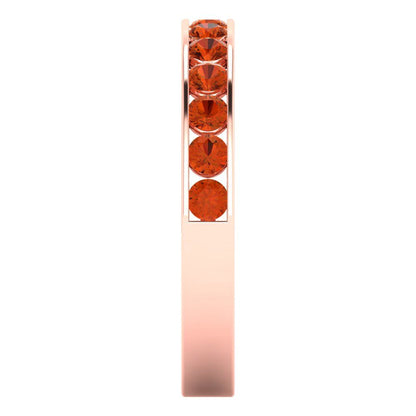 0.39 cttw Simulated Red Diamond Round Cut Rose Gold Eternity Wedding Band