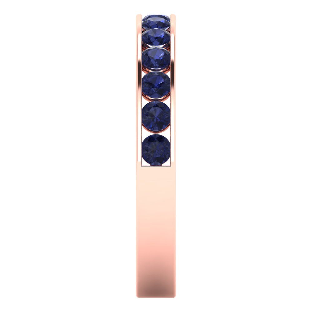 0.39 cttw Simulated Blue Sapphire Round Cut Rose Gold Eternity Wedding Band