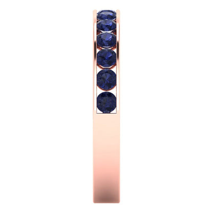 0.39 cttw Simulated Blue Sapphire Round Cut Rose Gold Eternity Wedding Band