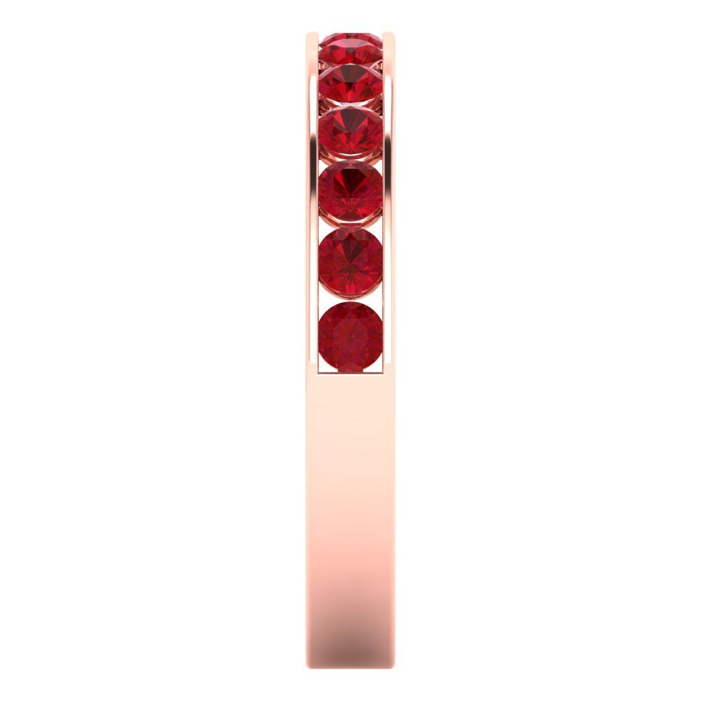 0.39 cttw Simulated Ruby Round Cut Rose Gold Eternity Wedding Band