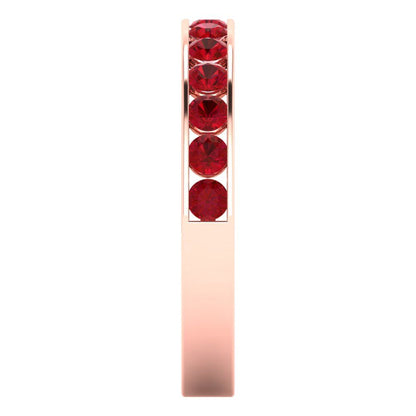 0.39 cttw Simulated Ruby Round Cut Rose Gold Eternity Wedding Band