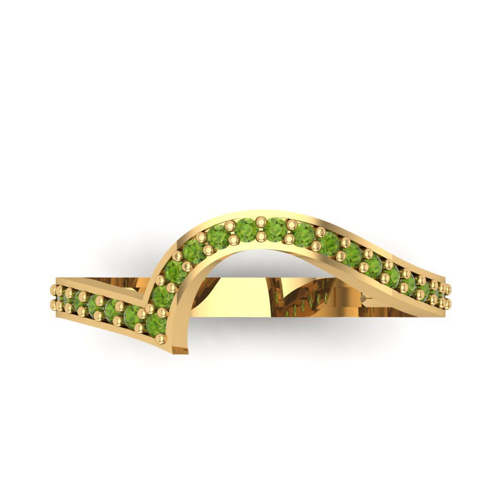 0.165 cttw Natural Peridot Round Cut Yellow Gold Eternity Wedding Band