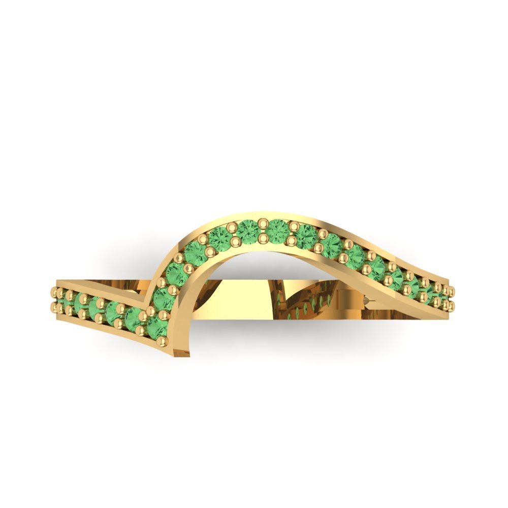 0.165 cttw Simulated Green Diamond Round Cut Yellow Gold Eternity Wedding Band