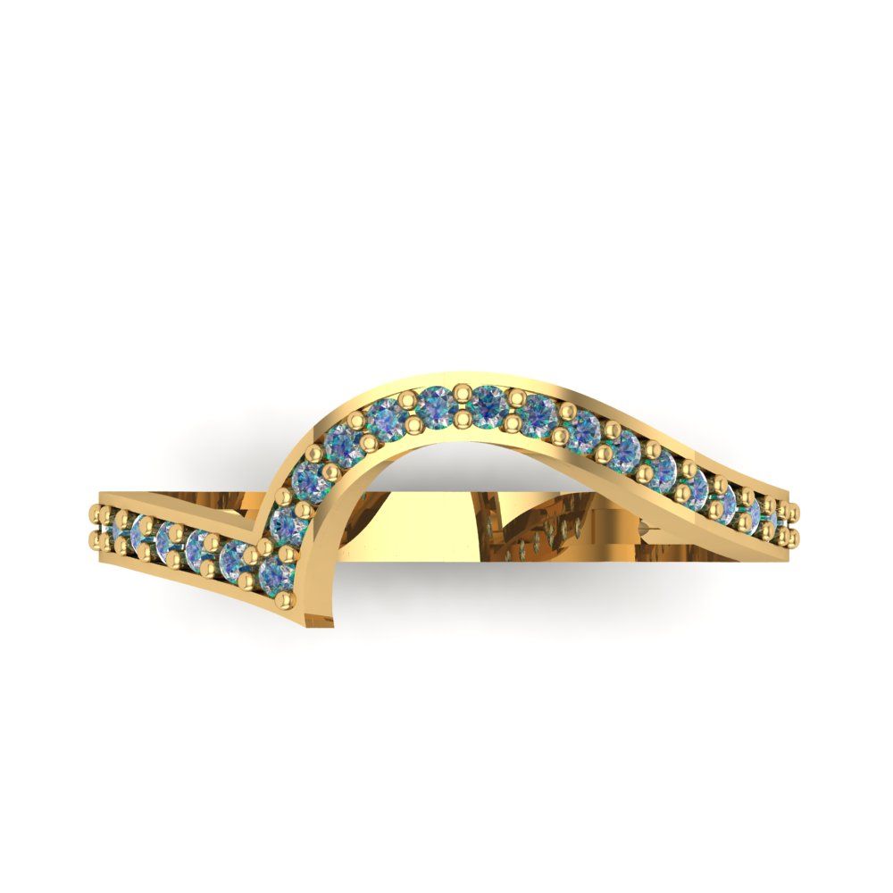 0.165 cttw Blue Moissanite Round Cut Yellow Gold Eternity Wedding Band