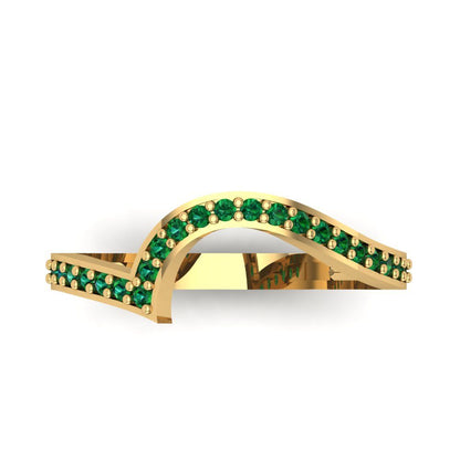 0.165 cttw Simulated Emerald Round Cut Yellow Gold Eternity Wedding Band