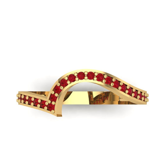 0.165 cttw Simulated Ruby Round Cut Yellow Gold Eternity Wedding Band